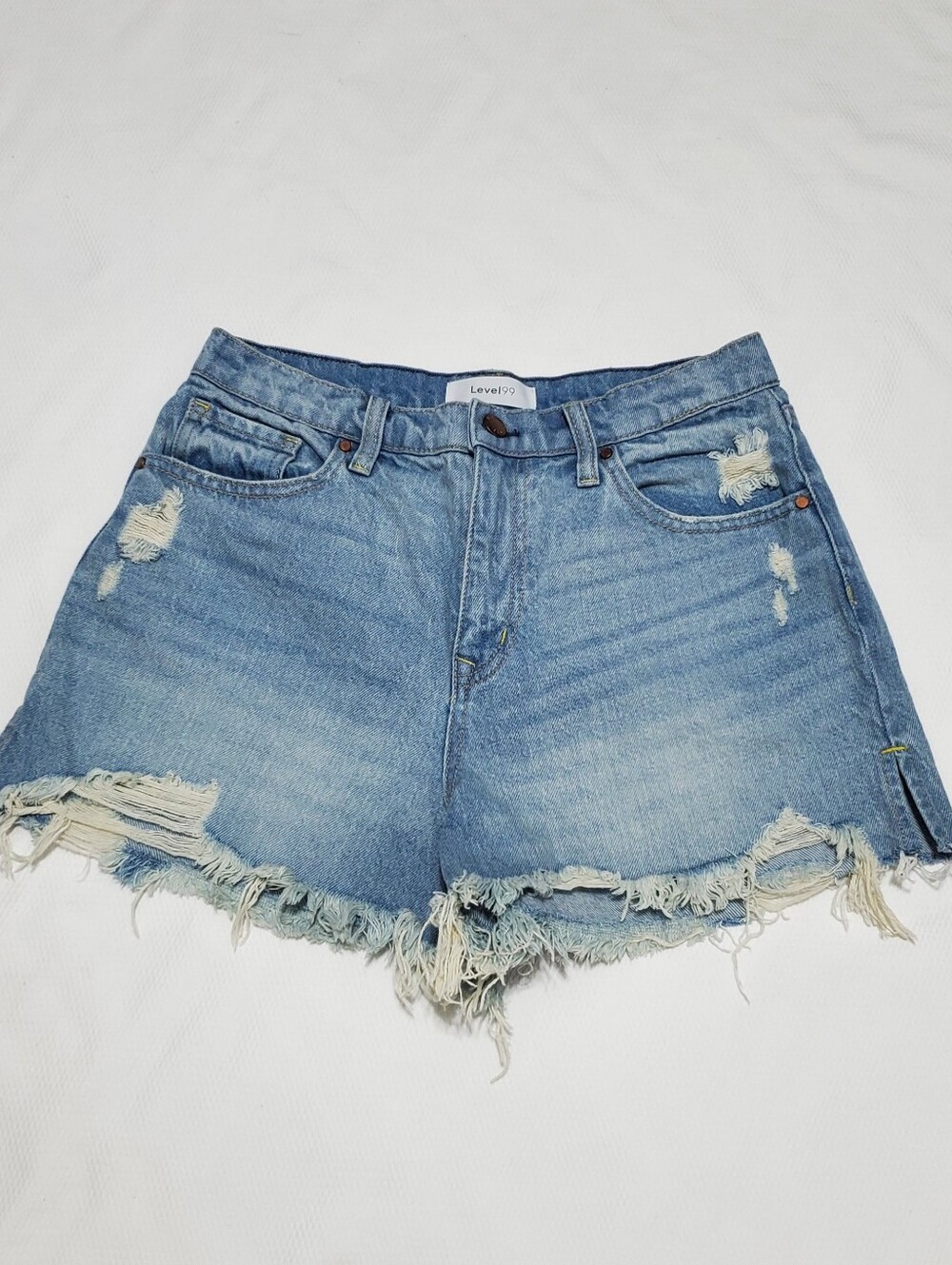 Level 99 Women's High Waist Distressed Denim Shorts 28" Waist